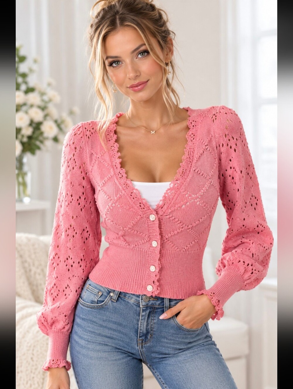 💖💕 FRAYED EDGE CARDIGAN in PINK 💕💖